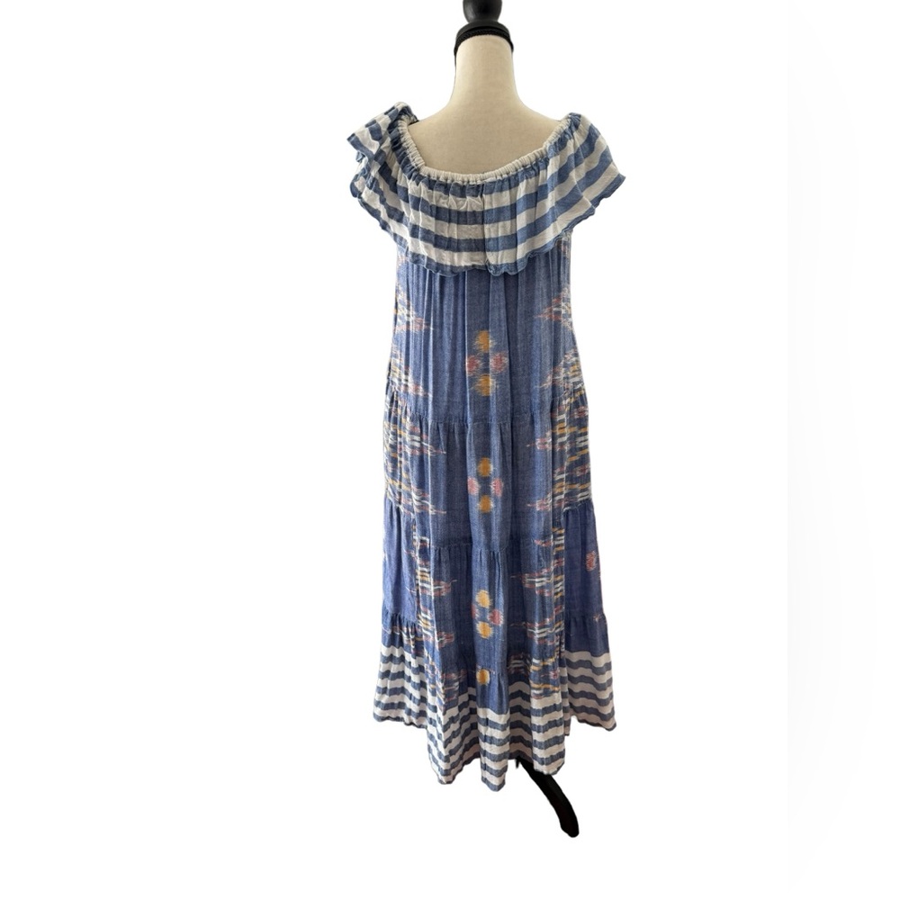 Erika Peña Rita Ikat off the shoulder Maxi Dress Sz.